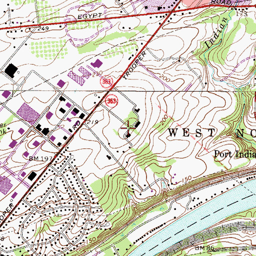 Topographic Map of Trent Manor, PA