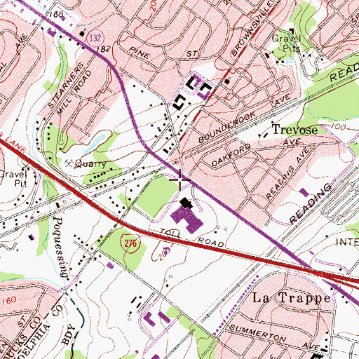 Topographic Map of Trevose Fire Company Station 4, PA