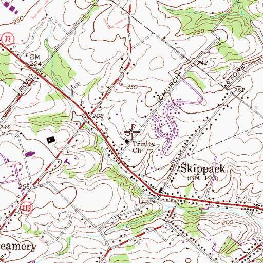 Topographic Map of Trinity United Church of Christ Cemetery, PA
