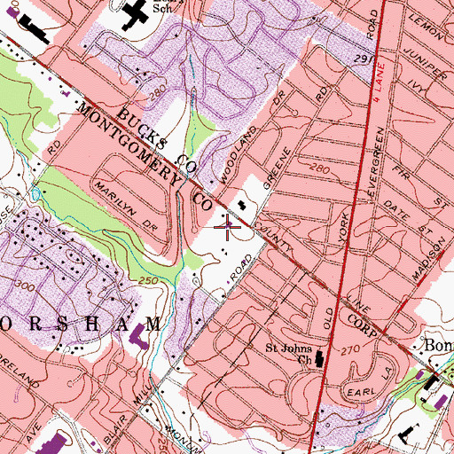 Topographic Map of Trinity Orthodox Presbyterian, PA