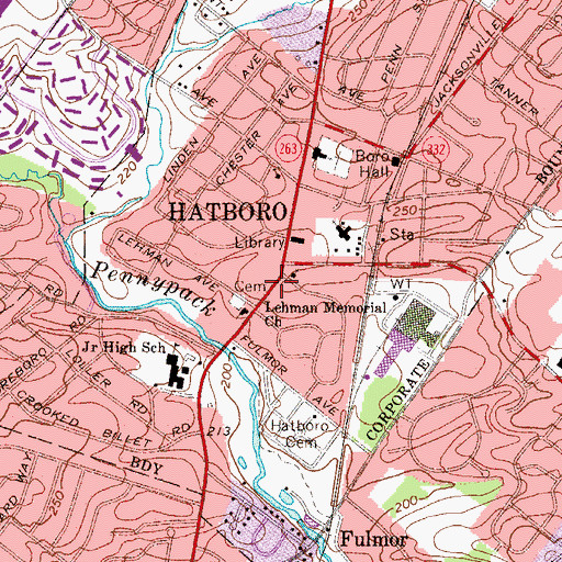 Topographic Map of Union Library, PA