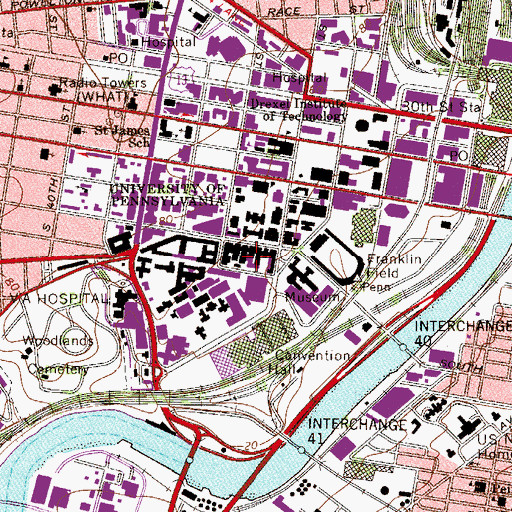 Topographic Map of University of Pennsylvania Hospital, PA