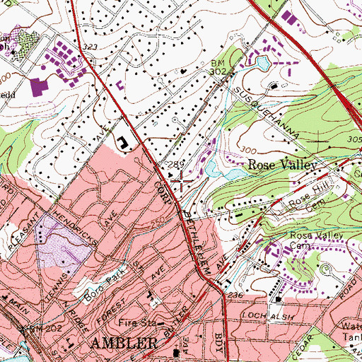 Topographic Map of Upper Dublin, PA