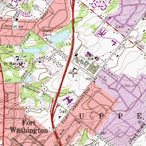 Topographic Map of Upper Dublin Public Library, PA