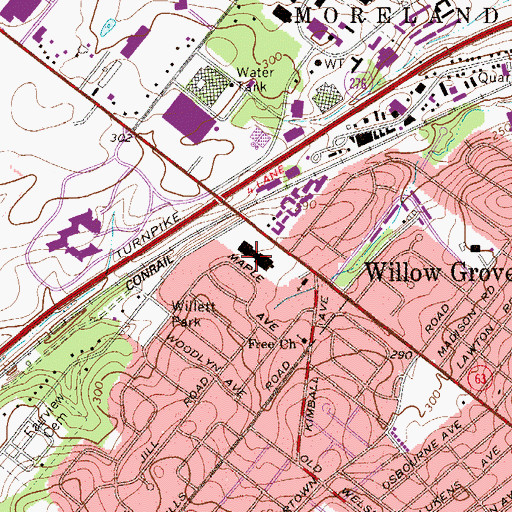 Topographic Map of Upper Dublin Shopping Center, PA