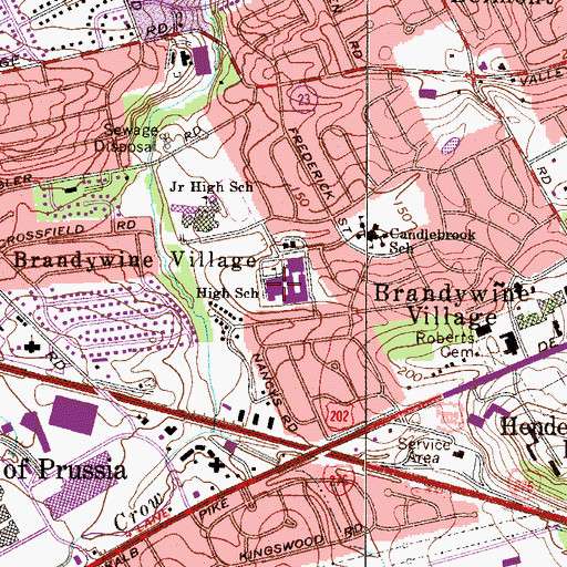 Topographic Map of Upper Merion High School, PA