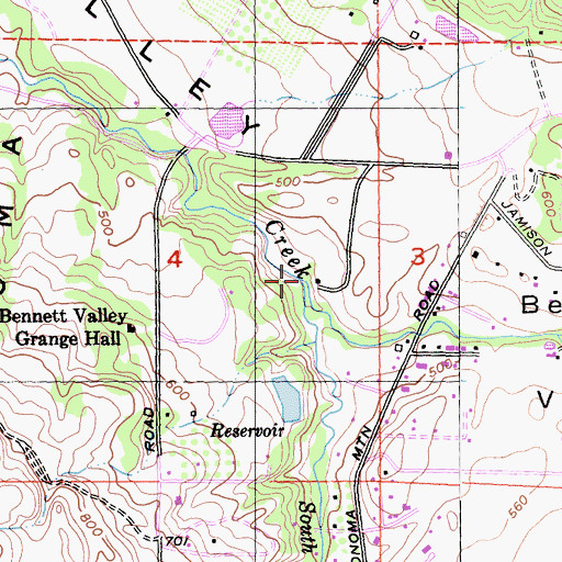 Topographic Map of South Fork Matanzas Creek, CA