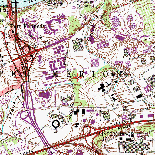 Topographic Map of Upper Merion Township Community Center, PA