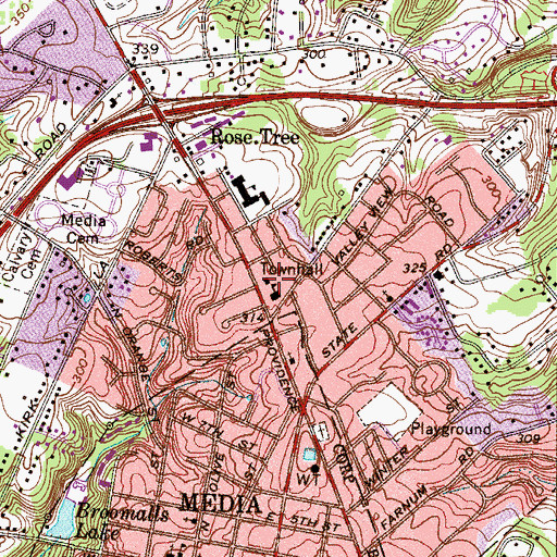 Topographic Map of Upper Providence Township Police Department, PA