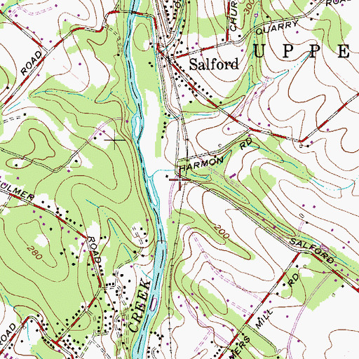 Topographic Map of Upper Salford Township Hall, PA