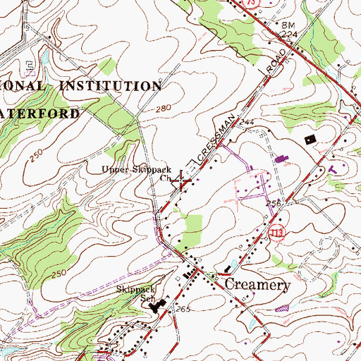 Topographic Map of Upper Skippack Mennonite Church, PA