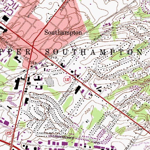 Topographic Map of Upper Southampton Township Hall, PA