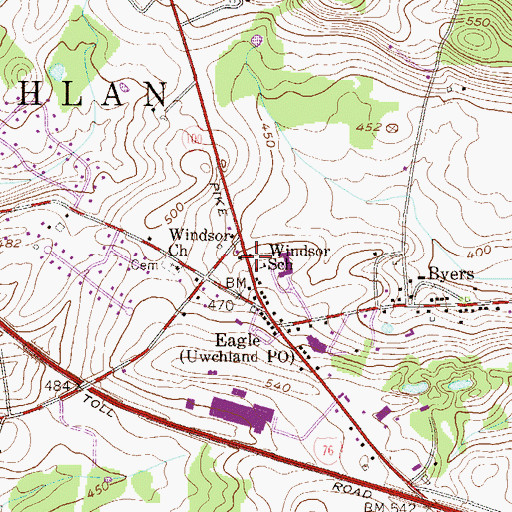 Topographic Map of Upper Uwchlan Township Building, PA