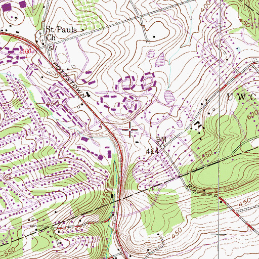 Topographic Map of Uwchlan Township Police Station, PA
