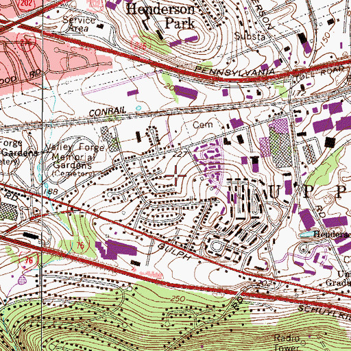 Topographic Map of Valley Forge Acres Park, PA