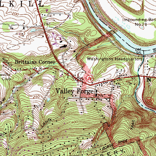 Topographic Map of Valley Forge Baptist Church, PA