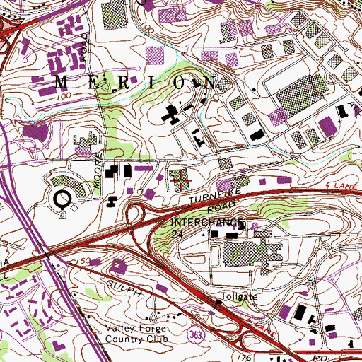 Topographic Map of Valley Forge Convention Center, PA