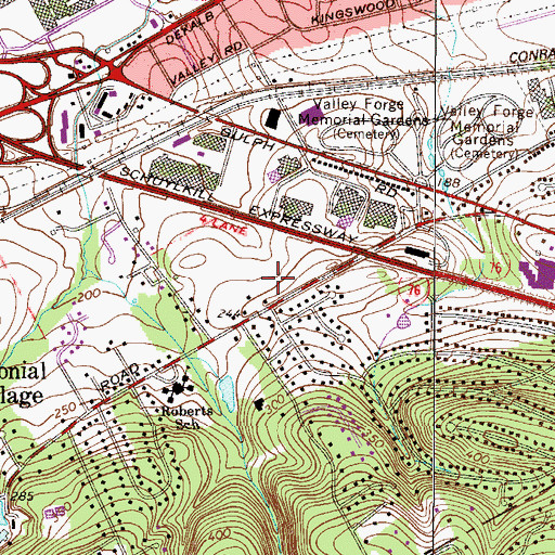Topographic Map of Valley Forge Estates, PA