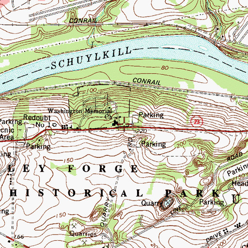 Topographic Map of Valley Forge Historical Museum, PA