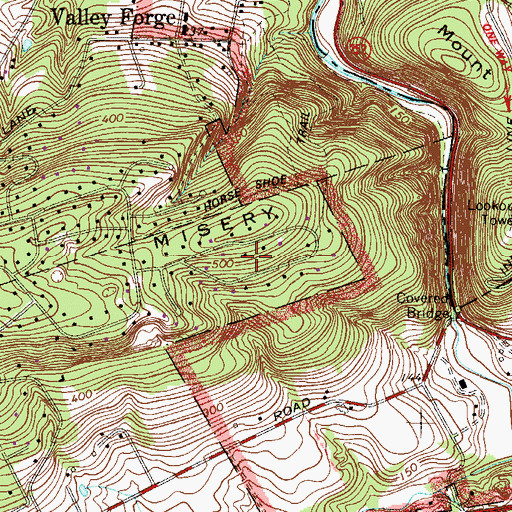 Topographic Map of Valley Forge Mountain, PA