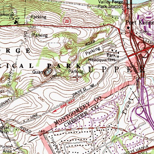 Topographic Map of Valley Forge National Historical Park Amphitheater, PA