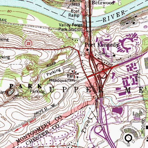Topographic Map of Valley Forge National Historical Park Visitor Center, PA