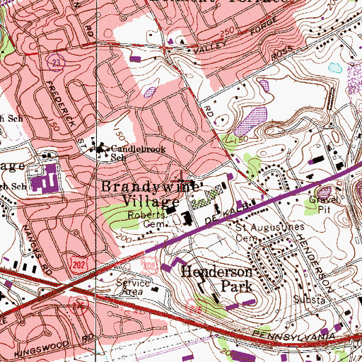 Topographic Map of Valley Forge Presbyterian Church, PA