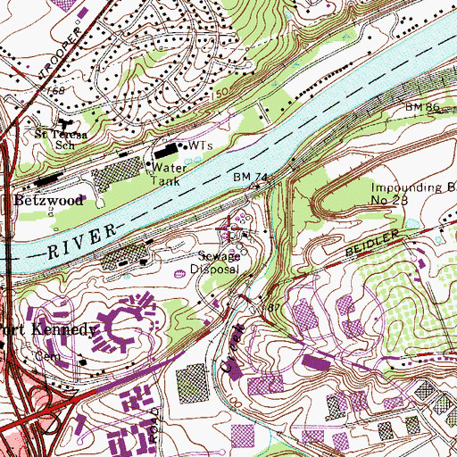 Topographic Map of Valley Forge Towers, PA
