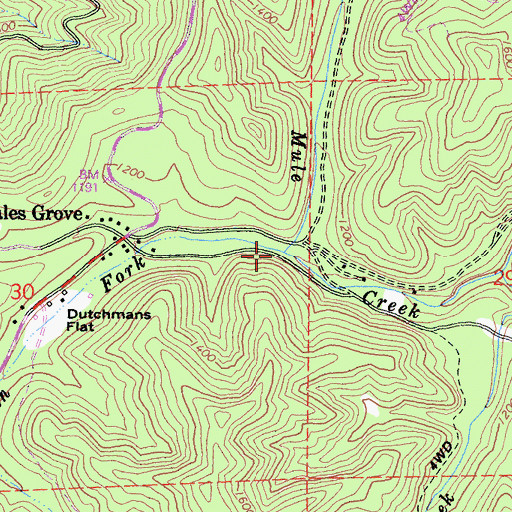 Topographic Map of South Fork Mule Creek, CA