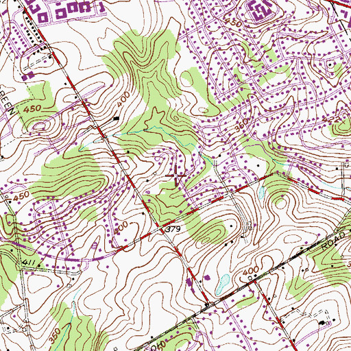 Topographic Map of Westtown Acres, PA