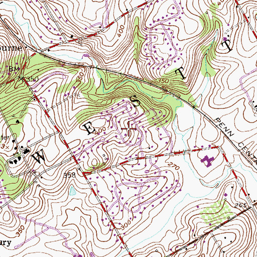 Topographic Map of Westtown Country Estates, PA