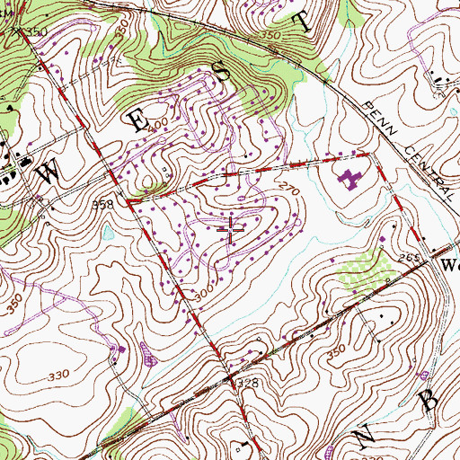 Topographic Map of Westtown Hillside, PA