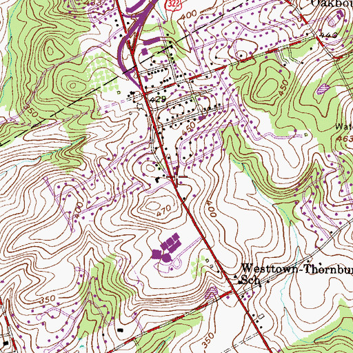 Topographic Map of Westtown Township Building, PA