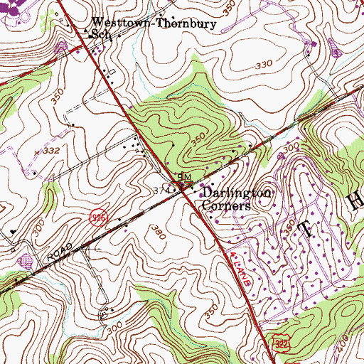 Topographic Map of Westtown Village Shopping Center, PA