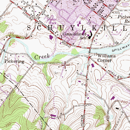 Topographic Map of Whitehorse Estates, PA