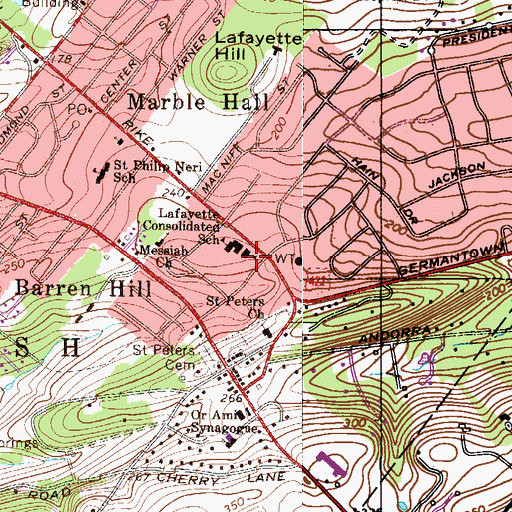 Topographic Map of Whitemarsh Township Police Station, PA