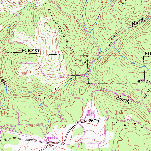 Topographic Map of South Fork One Eye Creek, CA