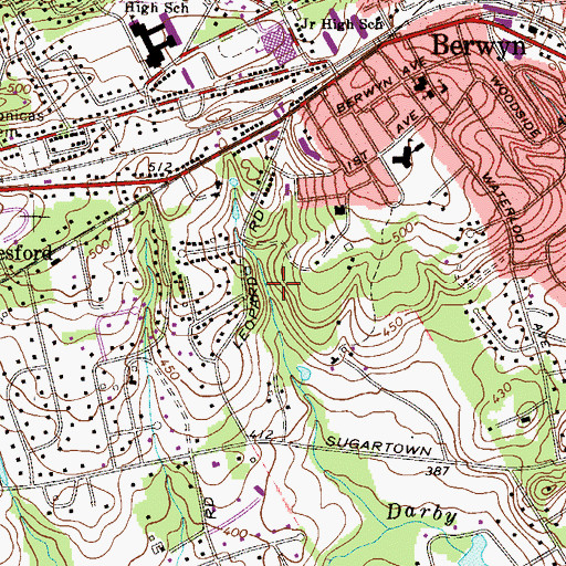 Topographic Map of Whitlock Center Devereux School, PA