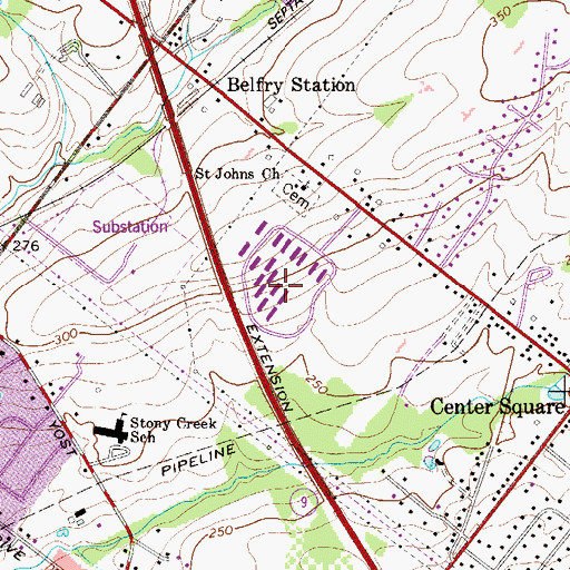 Topographic Map of Whitpain Hills, PA