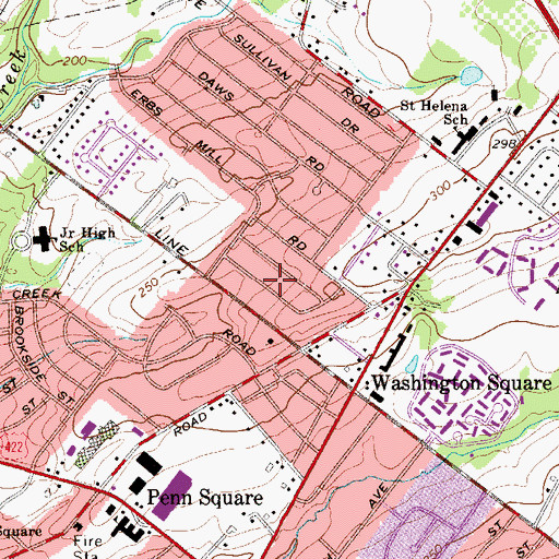 Topographic Map of Whitpain Manor, PA