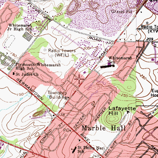 Topographic Map of William Jeanes Memorial Library, PA