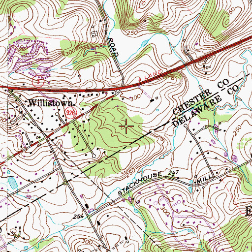 Topographic Map of Willistown Hunt, PA