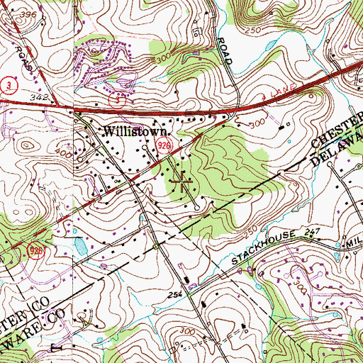 Topographic Map of Willistown Knoll, PA