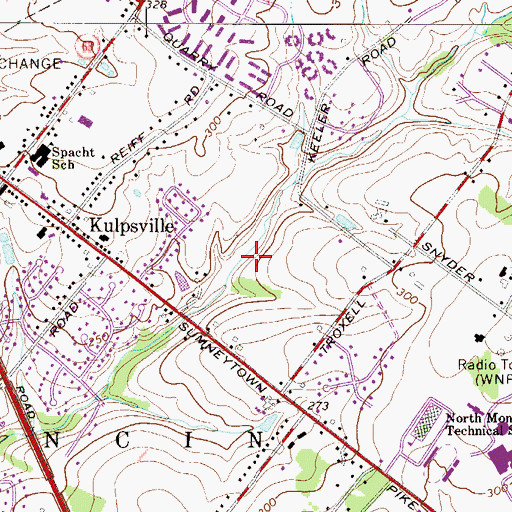 Topographic Map of Winding Brook Estates, PA