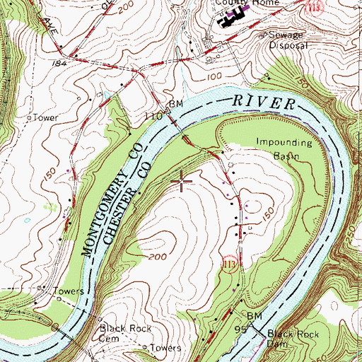 Topographic Map of Winding River, PA