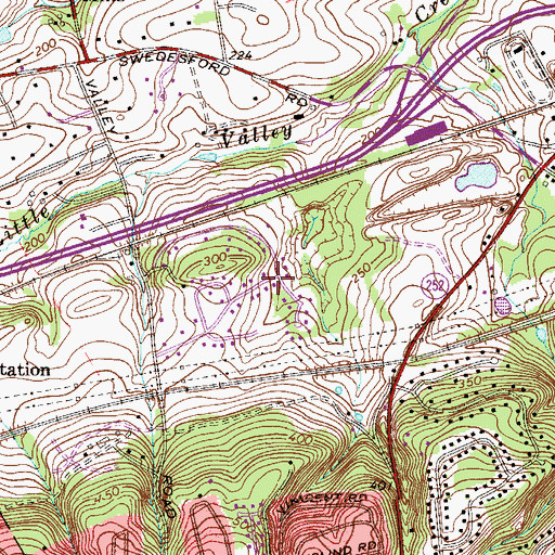 Topographic Map of Valley Greene, PA