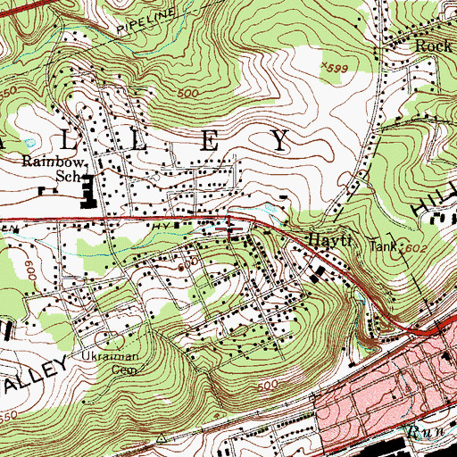 Topographic Map of Valley Township Building, PA
