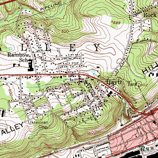 Topographic Map of Valley Township Police Station, PA
