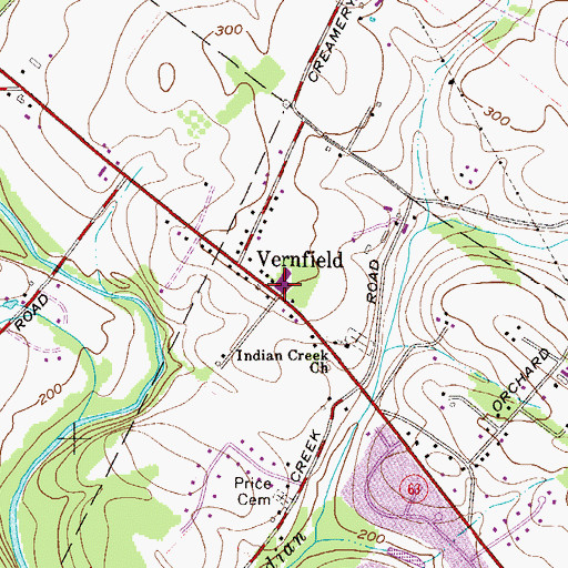Topographic Map of Vernfield Elementary School, PA
