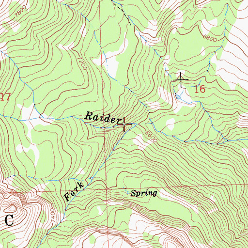 Topographic Map of South Fork Raider Creek, CA